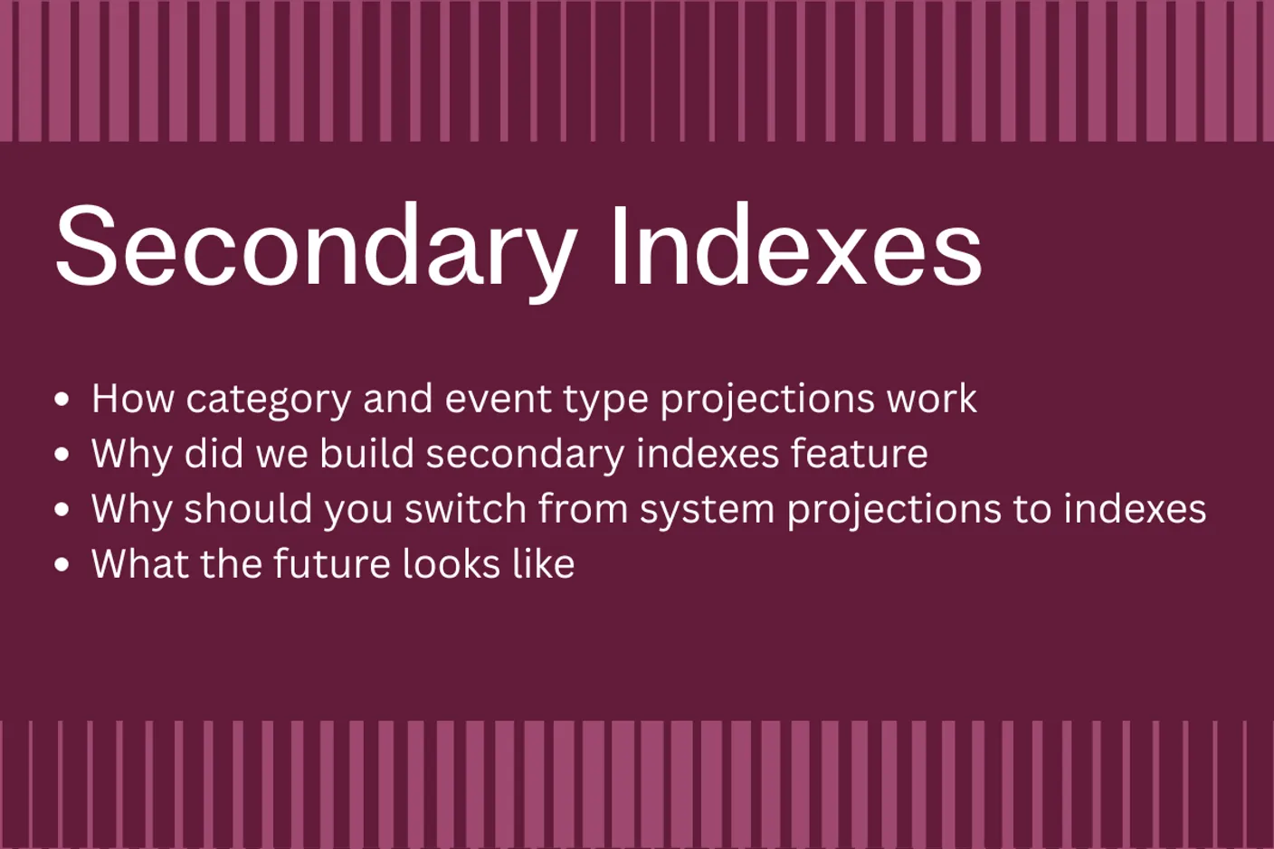 Secondary Indexes in KurrentDB: Default Indexes