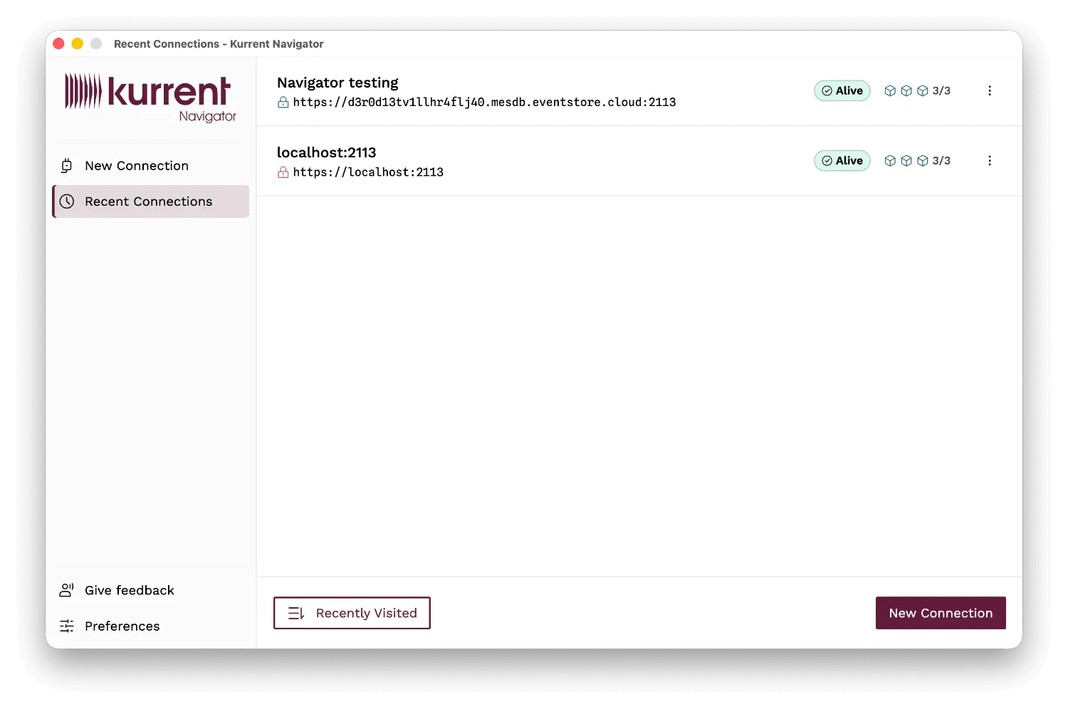 Kurrent Navigator connection manager